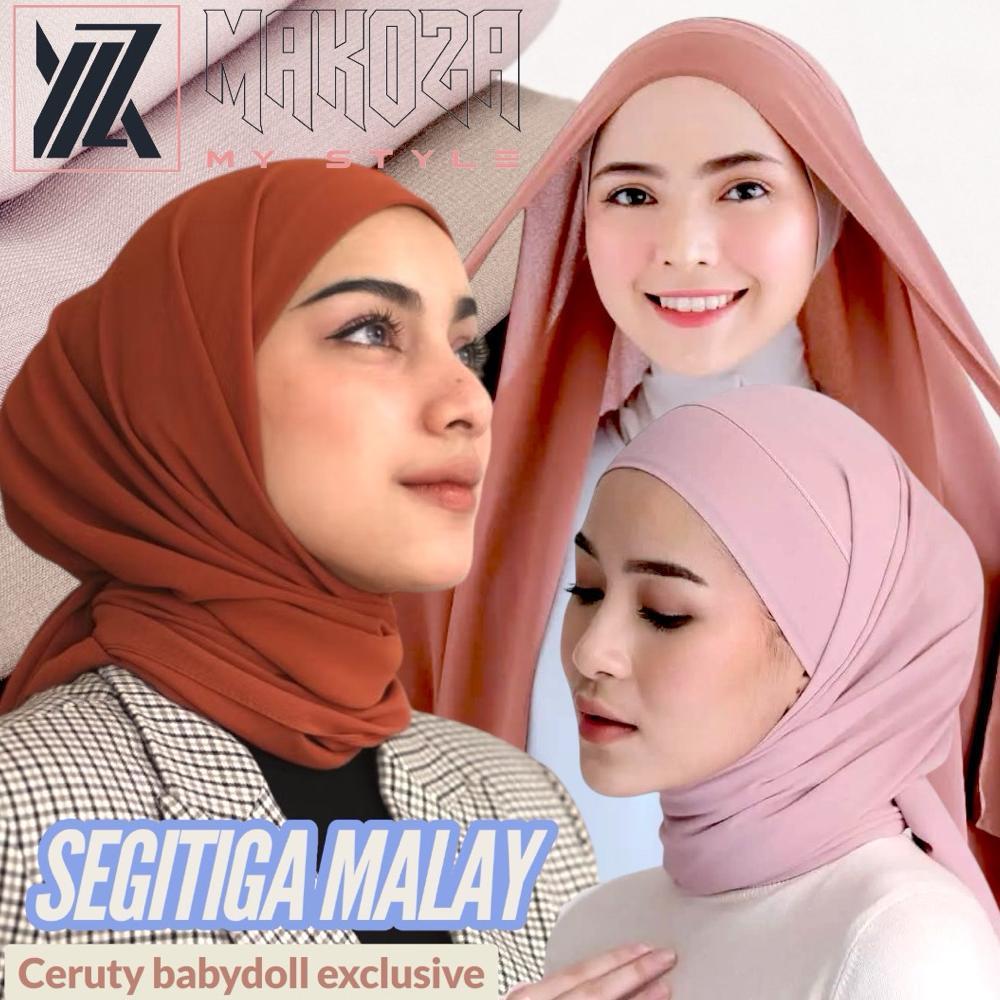 Segitiga Malay Ceruty Babydoll / Segiempat 2 Layer Instan / Hijab Instan Makoza