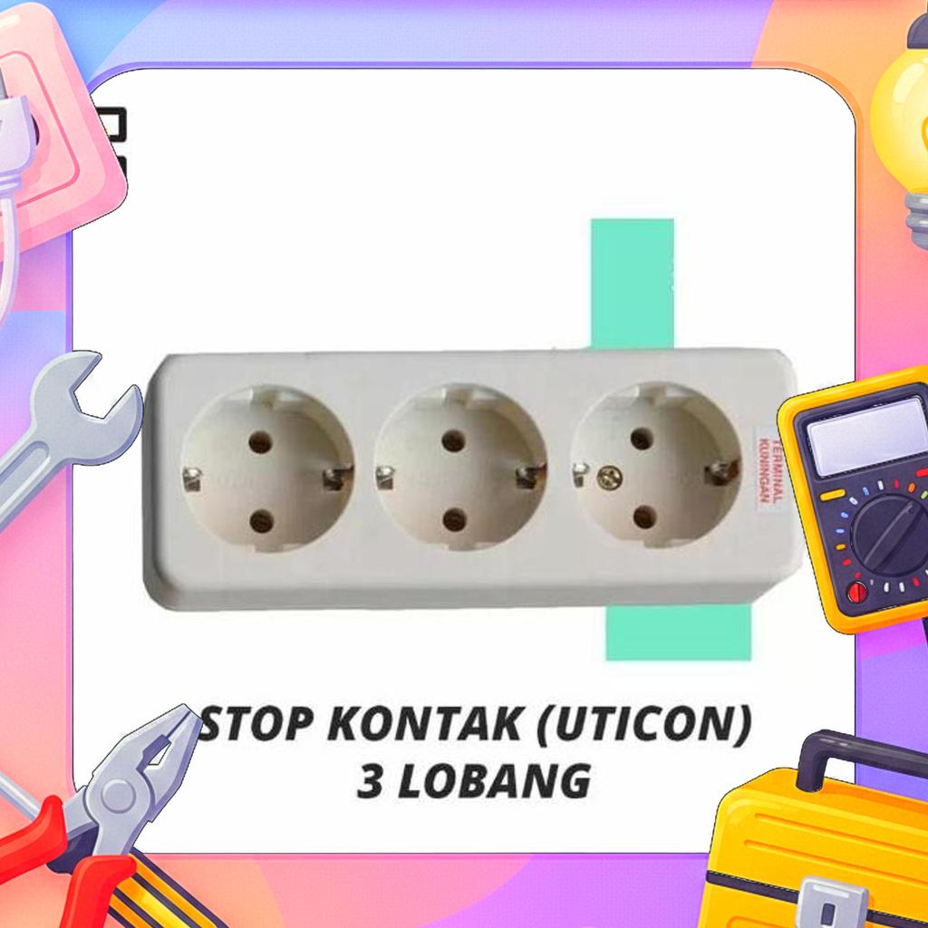 Stop Kontak Uticon 3Lubang /Stop Kontak Arde Uticon 3Lubang