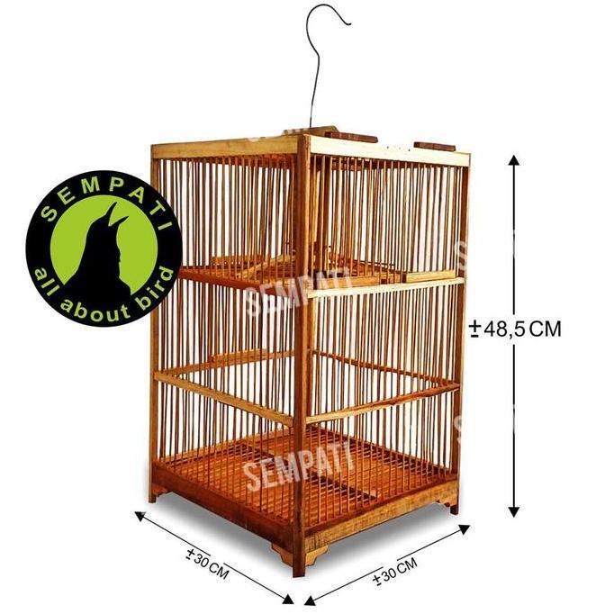 Sangkar Dua Pintu Atas Kandang Burung Kecil Bahan Kayu Bambu Halus Kuat Burung Prenjak Jalak Trucuk 