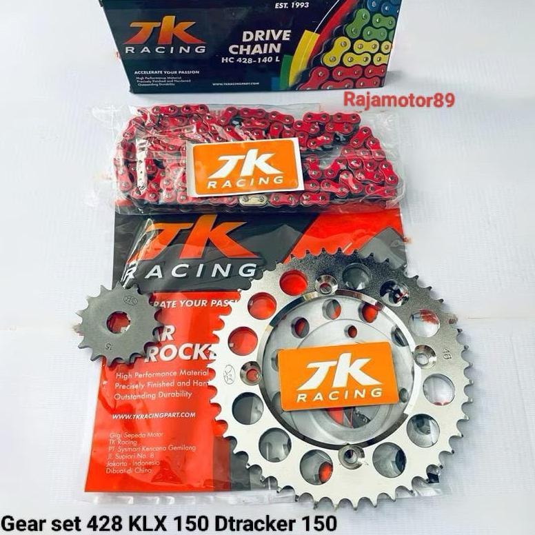 Gear set Full TK racing KLX 150 DTracker 150 set rantai Merah TK racing 428
