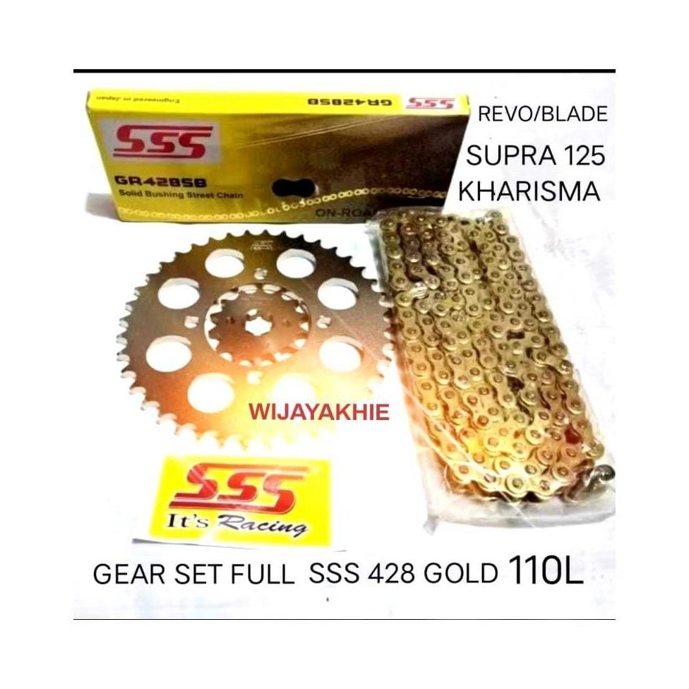 Gear Set FULL SSS 428 Supra 125 / Fit New / Blade / Revo Paketan Rantai SSS 428 SB 110L / 130L Denga