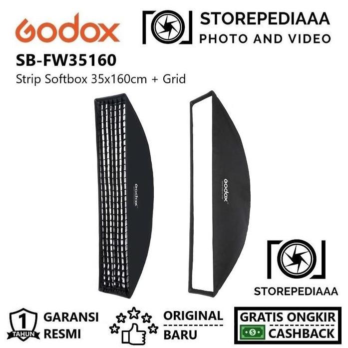 Populerstudioacc- Godox Sb-Fw35160 Softbox With Grid 35X160Cm Bowens Mount Rectangle