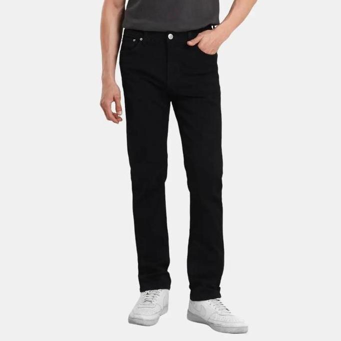 Used 1968 - 515 Celana Panjang Pria Jeans Regular Fit Double Black  Stretch Lembut Hitam Denim