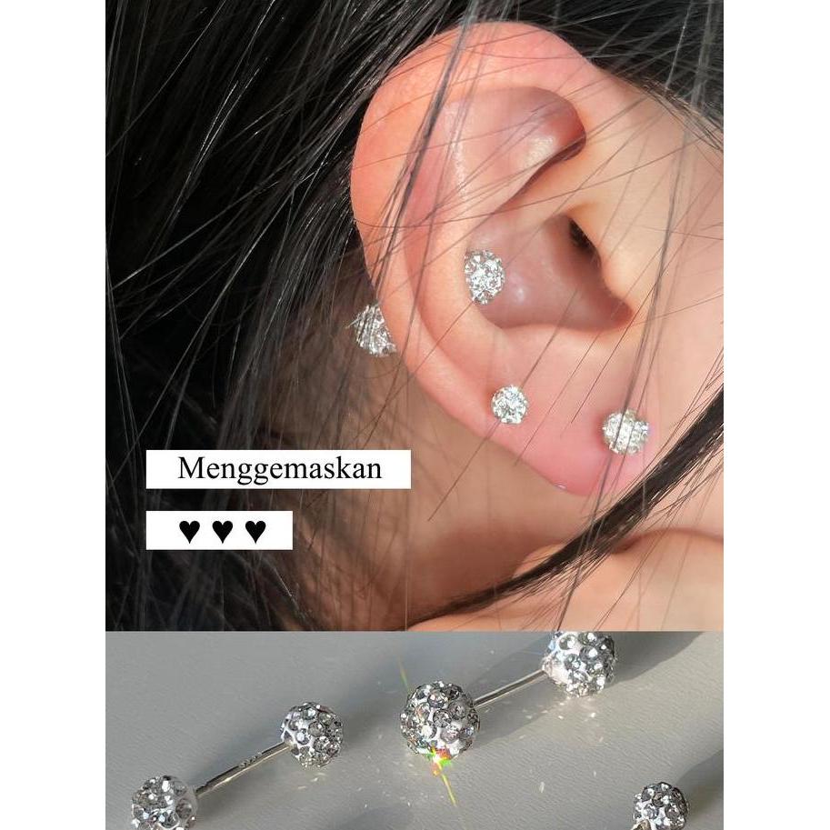 Bisainstan- Ear Partner-999 Jarum Perak Anting-Anting Perak Murni Untuk Wanita, Menjaga Lubang Telin