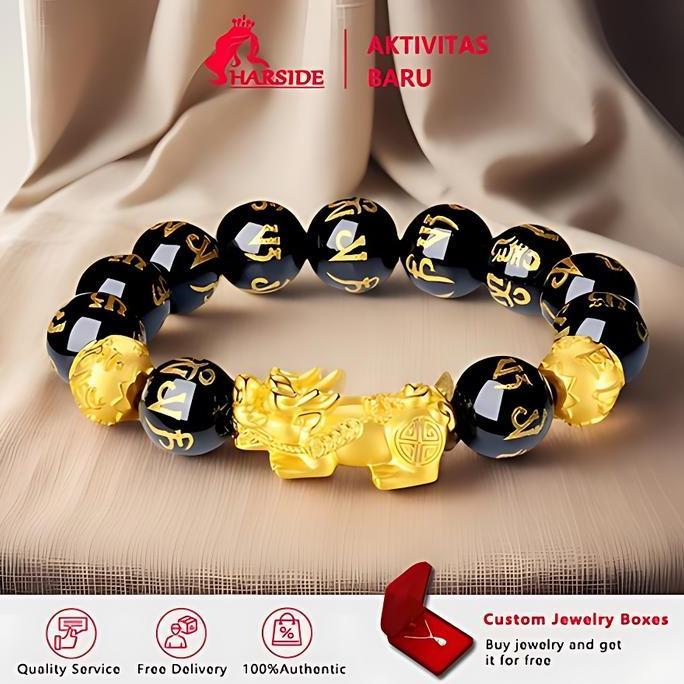 Bisainstan- Harside Jewelry Gelang Aesthetic Budha Manik Simbul Keberuntungan Pria Asli Gelang Doa N