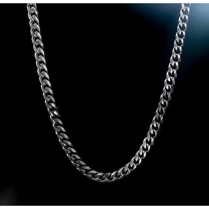 Bisainstan- Kalung Pria Bahan Anti Karat Warna Putih Kuning Rantai Wanita