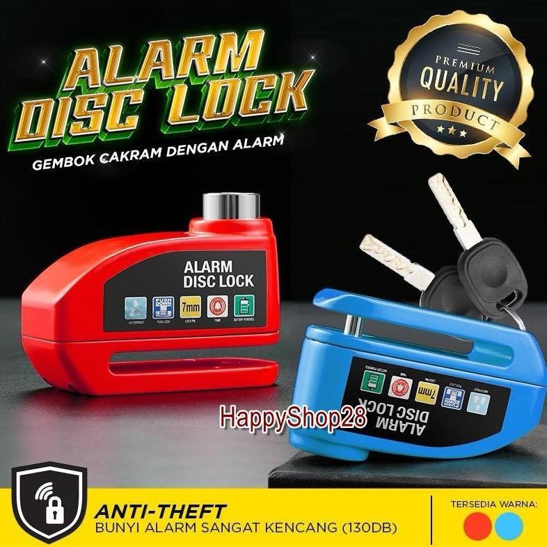 Gembok Cakram Motor Alarm Anti Maling Premium / Gembok Motor Alarm Anti Maling Baterai