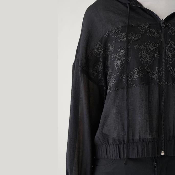 InKano Selka - Jaket wanita sheer dengan details floral embroidery