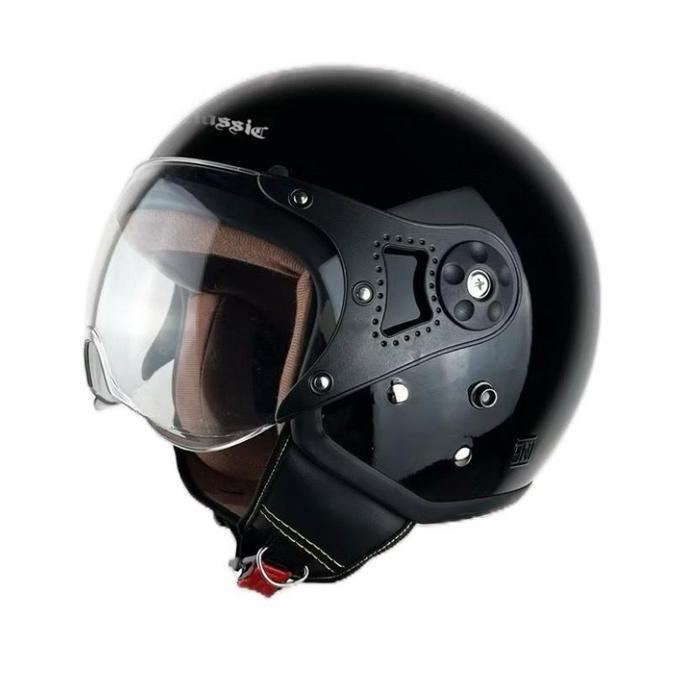READY Helm Bogo Hijab YRH Classic Retro Dewasa Anti Pusing dengan Kaca Smoke Hitam Pilot Original - 