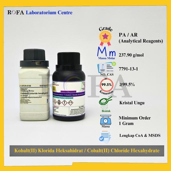 NEW Kobalt(II) Klorida Heksahidrat / Cobalt(II) Chloride Hexahydrate / CoCl2.6H2O Pro Analisis Ecera
