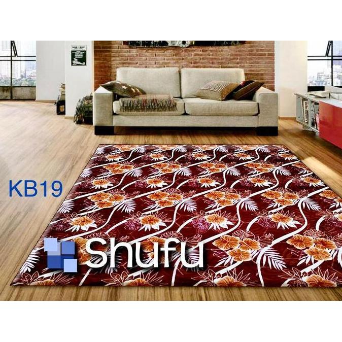 KARPET MALAYSIA SHUFU UKURAN 190X220CM KETEBALAN 18MM MOTIF KEMBANG Bunga,Shufu, Karpet shufu
