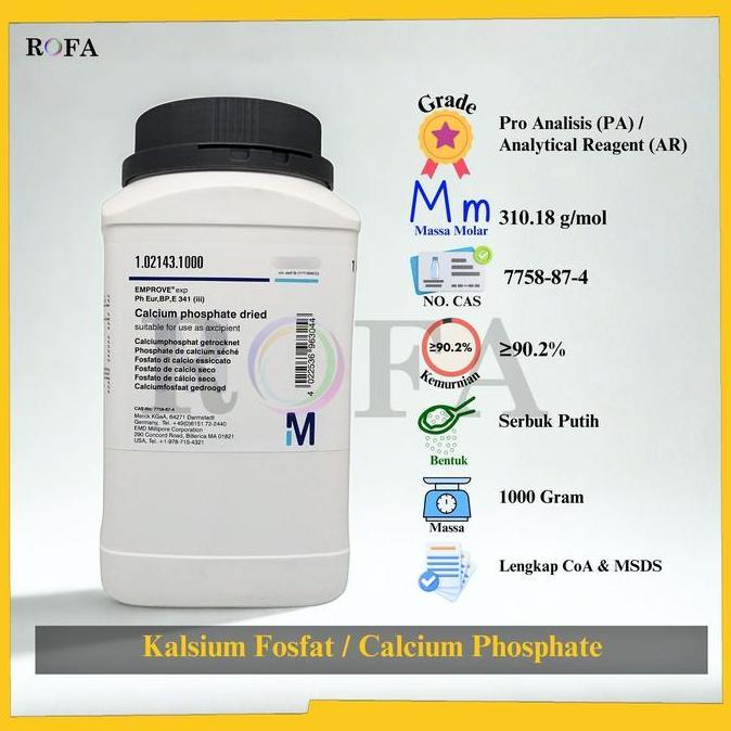 Kalsium Fosfat / Calcium Phosphate / Ca3(PO4)2 Pro Analisis 1000 Gram