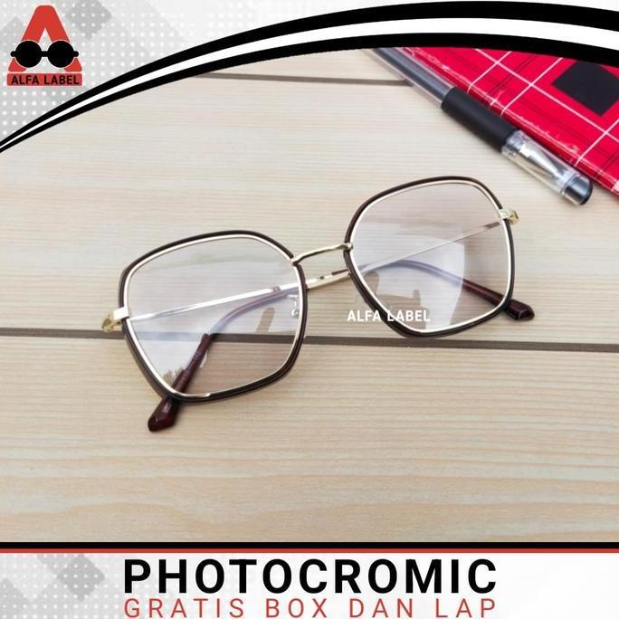 Bisainstan- Kacamata Minus Photocromic Wanita Kekinian Trendy Korean Style