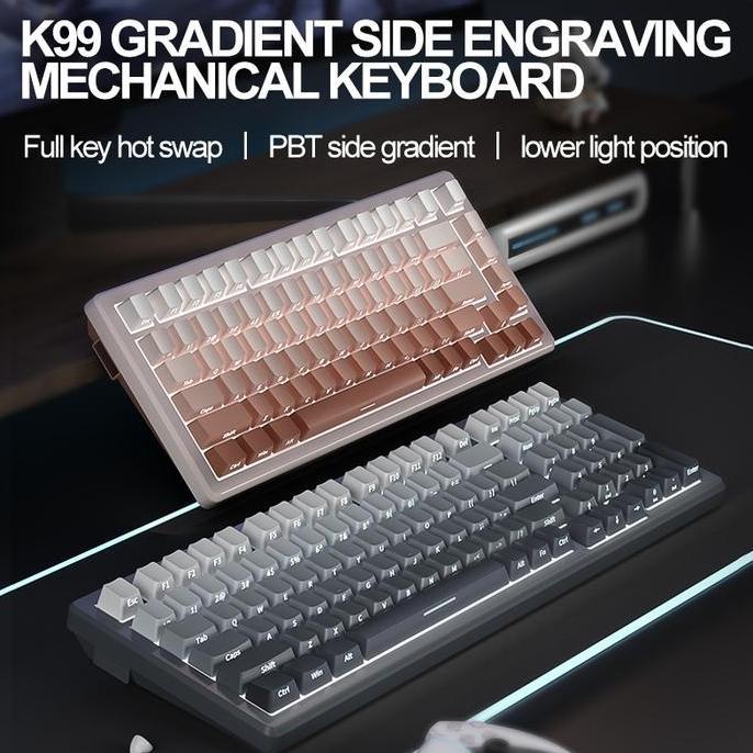 vrimas00 - zifriend k99 mechanical keyboard 99 keys hot-swappable side print white light blue/red sw