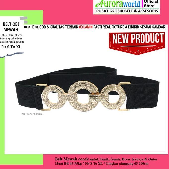 Laristop- Auroraworld Belt Karet Elastis Obi Aksesoris Dress Gamis Jeans Ikat Pinggang Wanita Elegan
