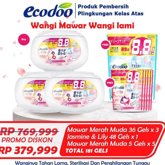 Lansungkirim- Ecodoo Promo BundleTotal 181 Pods Pods 4 In 1 Parfum Laundry Tahan Lama Promodetergent