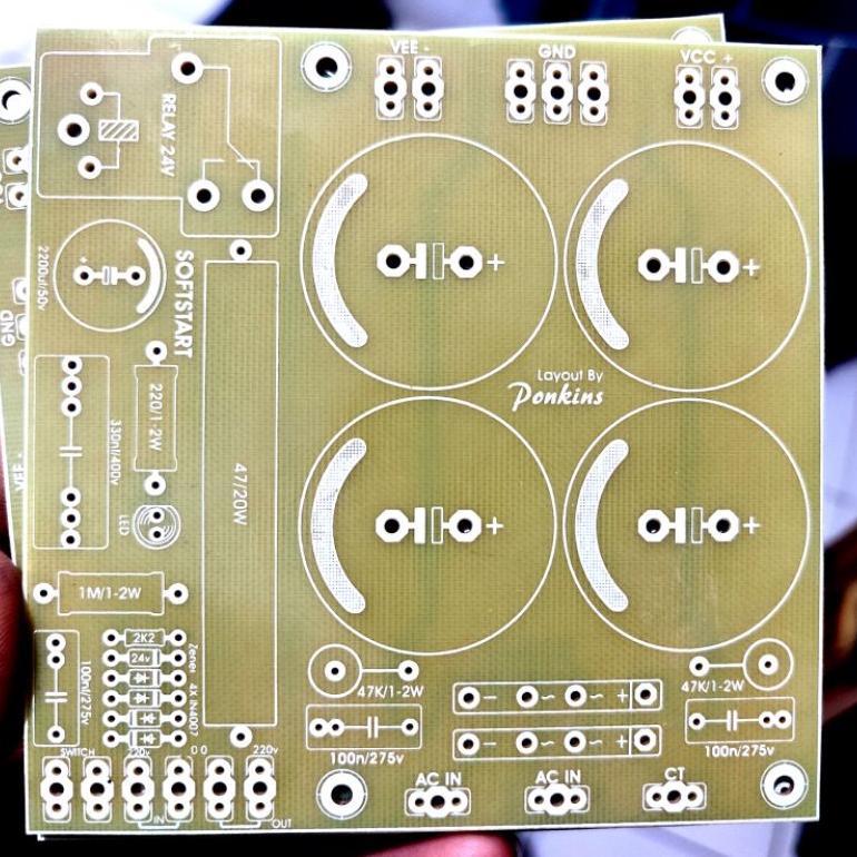 AudioWhell- PCB PSU 4 elco + softstart fiber fr4