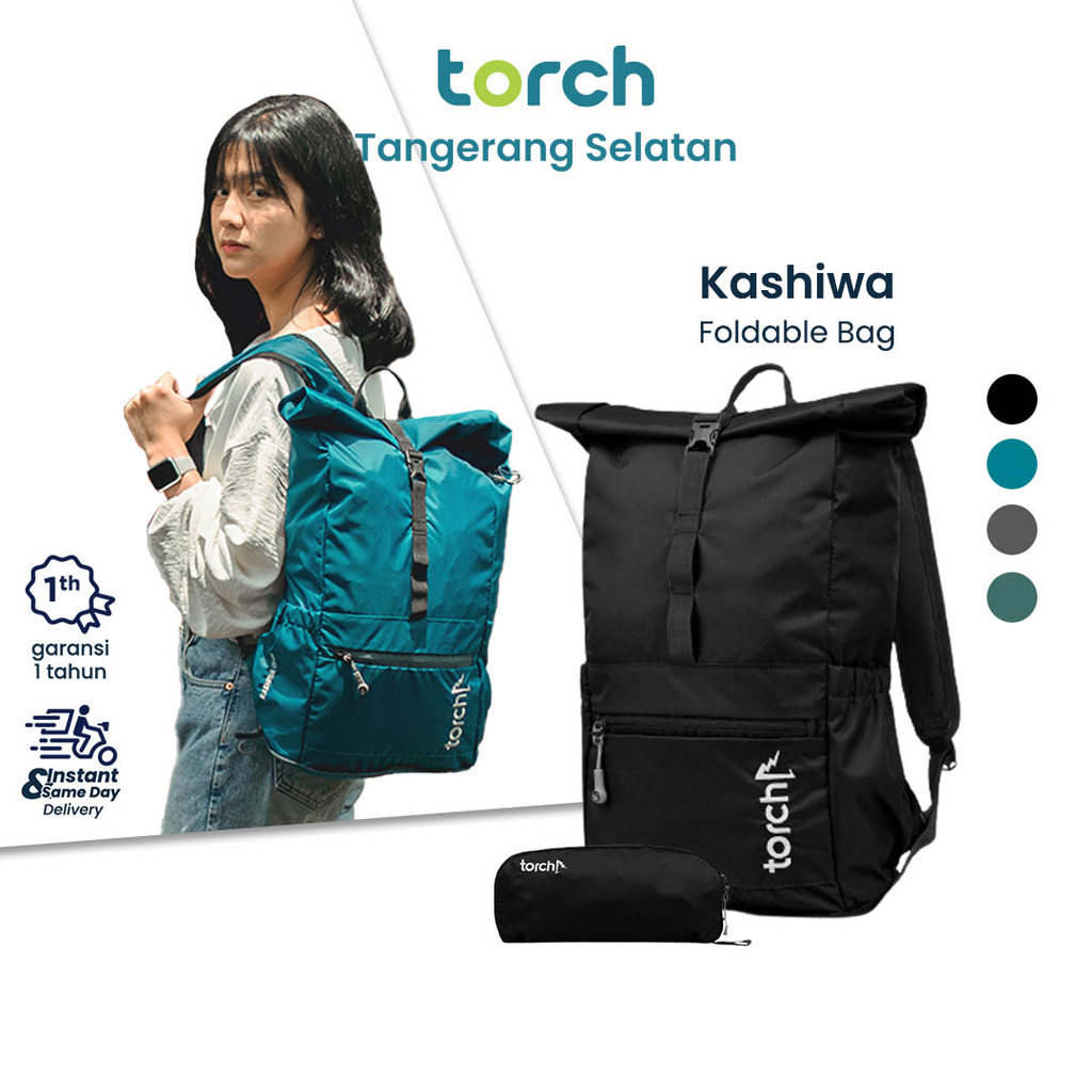 Torch Tas Ransel Lipat Sekolah Travelling Pria Wanita Backpack Besar Foldable Tahan Air Kashiwa 19L 