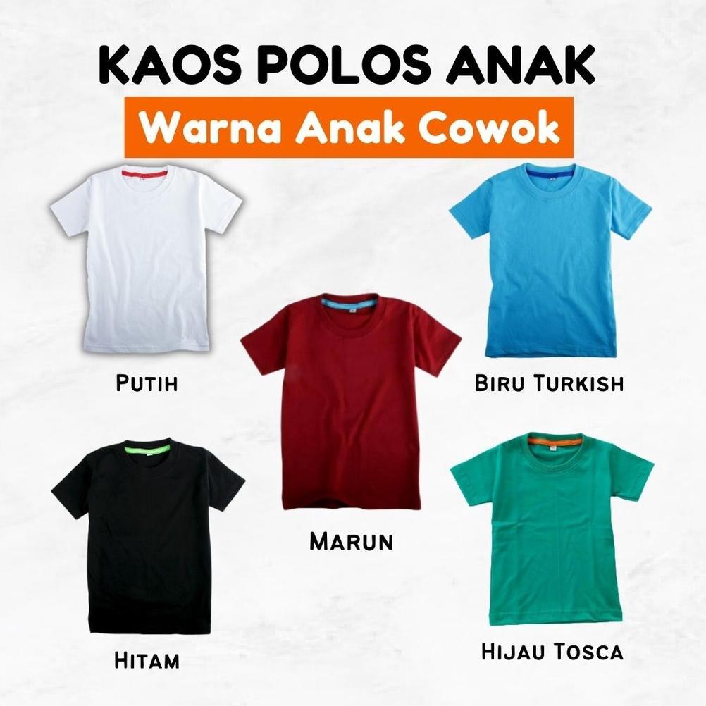 Fth- Kaos Polos Anak Kaos Anak Laki-Laki Kaos Polos Hitam Putih Marun Biru Hijau Fth-