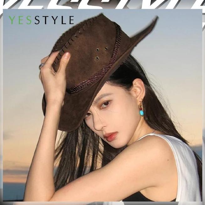 Yesstyle Topi Koboy Unisex American Laken Gaya Retro Cowboy Hat Fashion