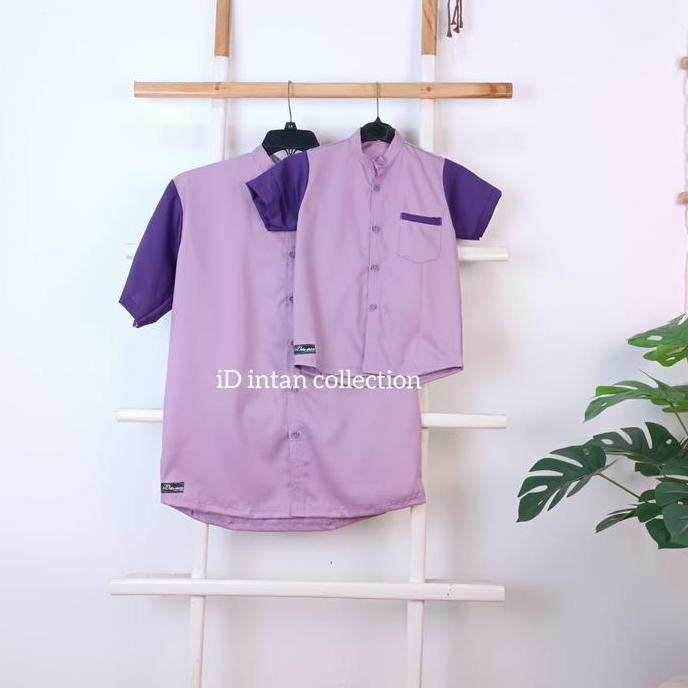 BAJU COUPLE KELUARGA KEMEJA KOKO COUPLE AYAH DAN ANAK UNGU LILAC