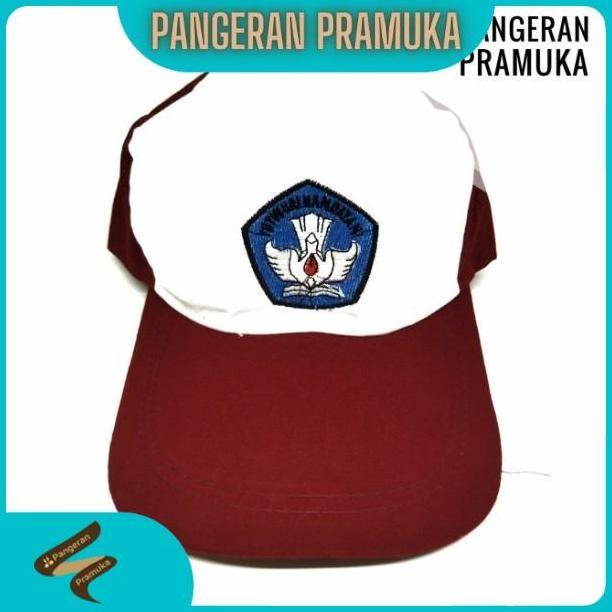 Best- Topi Sd merah putih bordir biru tutwuri