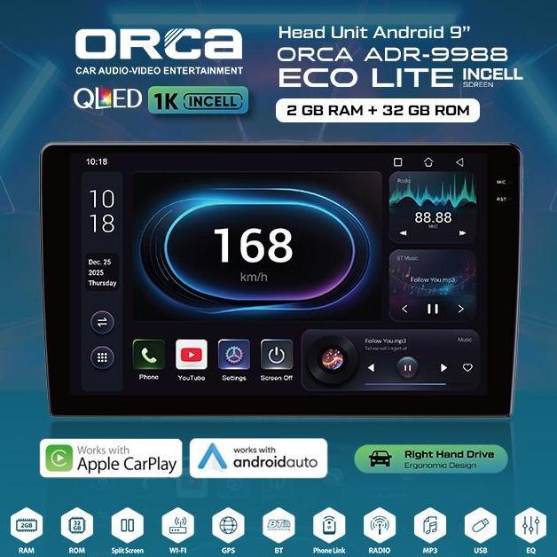 Head Unit TV Android 9 inch ORCA ADR-9988 ECO LITE