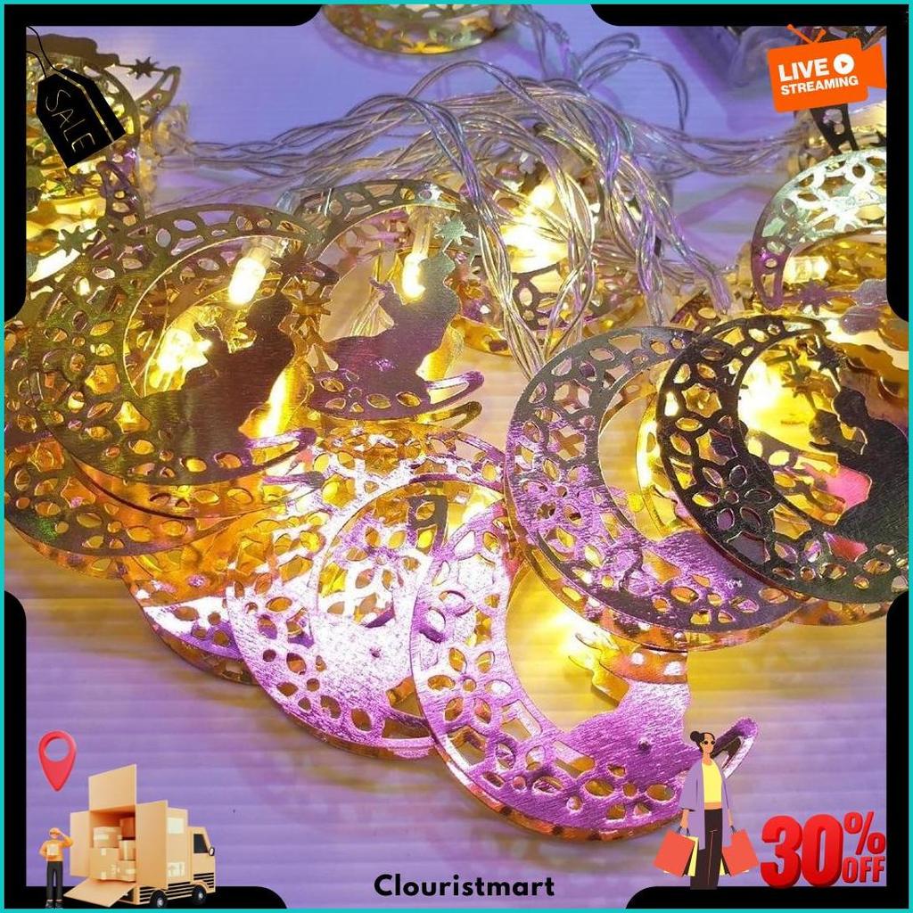 Lampu Idul Fitri Lebaran Natal Kuning Baterai Warm White 4 Meter Bola Emas Kabel Bening Siap Kirim