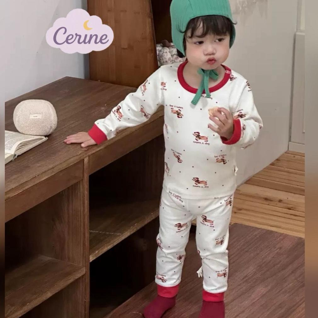 Baju Tidur Piyama Pajamas Anak motif Anjing Doggy Hampers Kado Natal Christmas