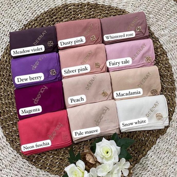 New- Skyshop Hijab Liza Polosan By Deenay Biru Merah Ungu Hijau Matte Logo Baru Voal Premium Kerudun