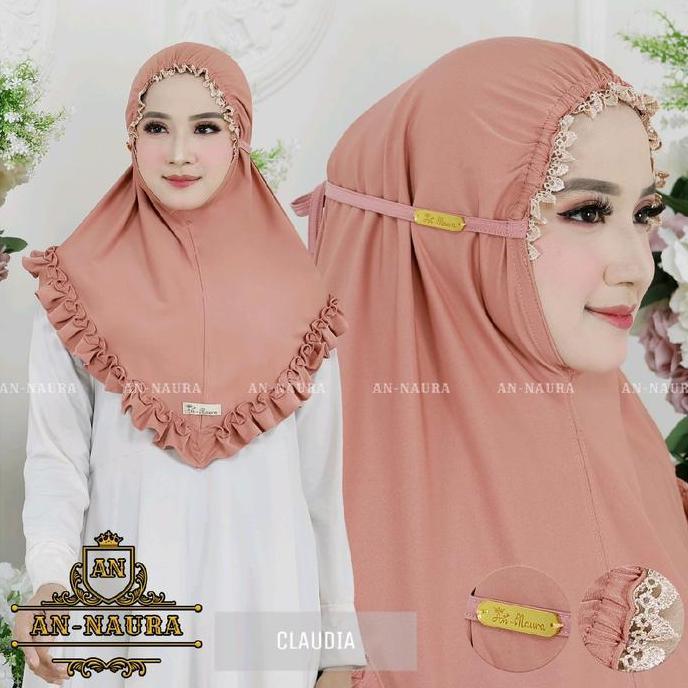 New- Jilbab Kerut Renda Claudia Terbaru - Bergo Kerut Renda Jersey - Kerudung Jersey Renda- Hijab In