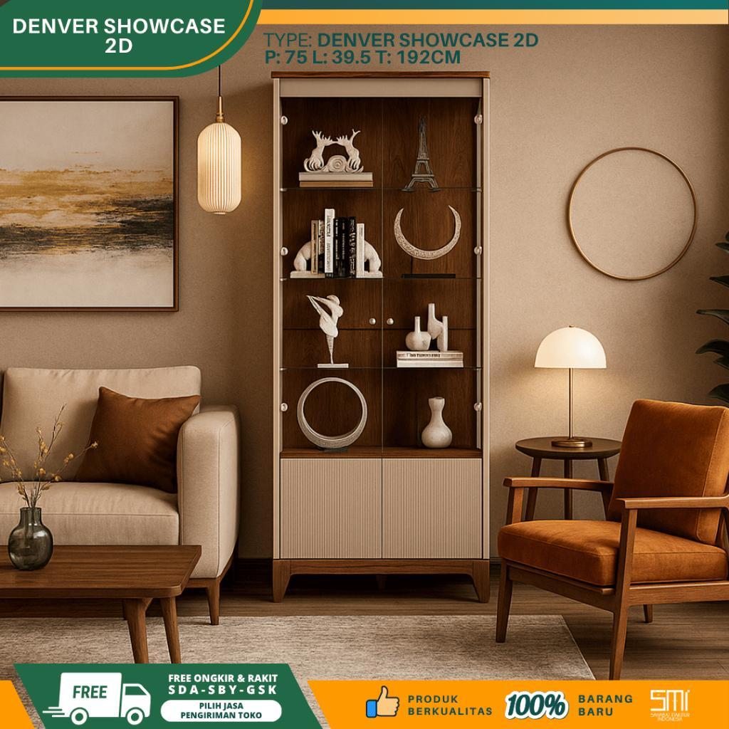 Denver Showcase 2D / Lemari Hias Lemari Minimalis Almari Tas Lemari Dinding Lemari Pajangan