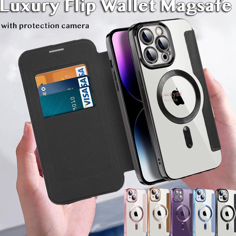 Nice- Luxury Wallet Case Magsafe For Iphone 13 Pro Max 12 Pro Max 11 Pro Max Dompet Tempat Slot Kart