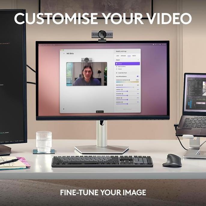 Logitech MX Brio 4K Ultra HD Streaming Webcam 60Fps USB C Noise Cancelling Terlaris