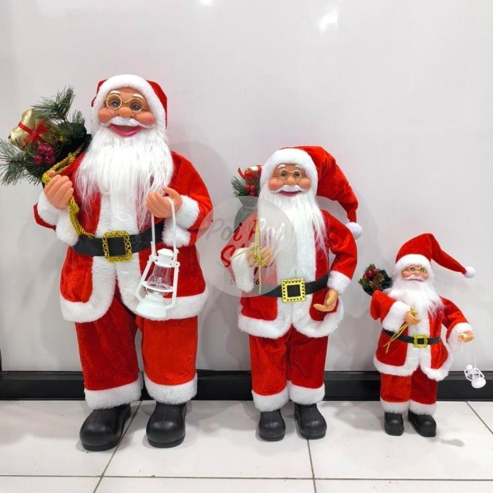 Patung Santa Natal 30cm 45cm 60cm Jumbo Polos Figur Boneka Santaclaus Premium Sinterklas Christmas H