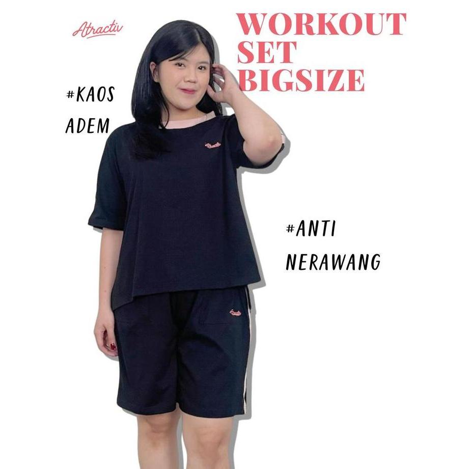 ATRACTIV Setelan Olahraga Wanita Jumbo LD130 LD142 Setelan Olahraga Bigsize Set Olahraga Pendek Jumb