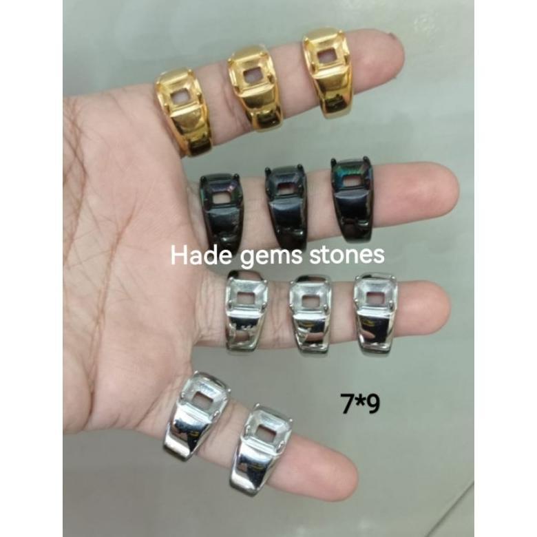 Cute- Ring Emban Titanium Model Kotak Gigi Dim 9X7