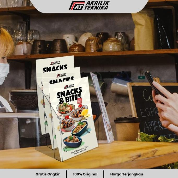 Orga- Rak Brosur Akrilik A5 3 Susun Tebal 2Mm | Display Brosur Meja