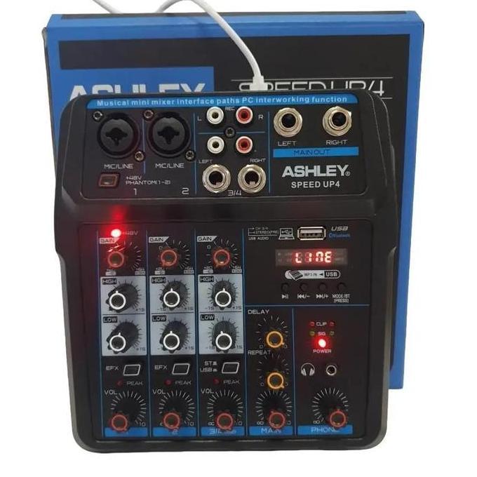 Volk- Ashley Mixer Speed Up4 4 Channel 2 Mono Mic Line 2 Stereo Bisa Jadi Soundcard Bluetooth Usb De