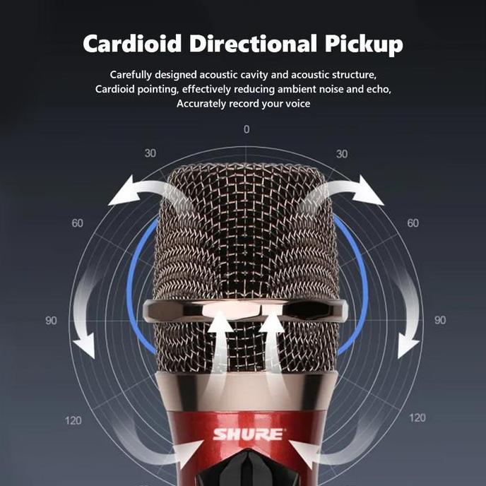 Volk- Shure302 Mic Wireless Mic Karaoke Tanpa Kabel Uhf Mikrofon Genggam Led Double Digital Mikrofon
