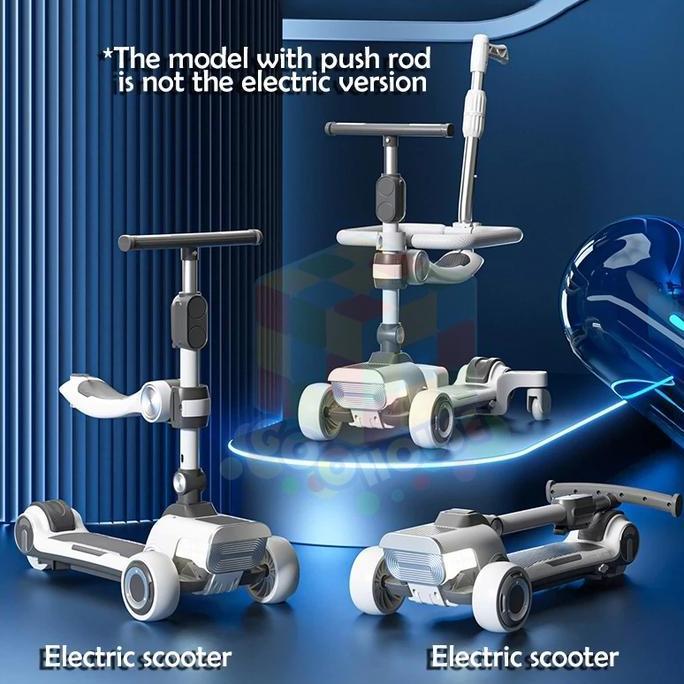 Terlaris Listrik Skuter Anak Lipat Skuter Anak Bluetooth Musik Bangku Lampu Skuter Anak Roda 3 Elect