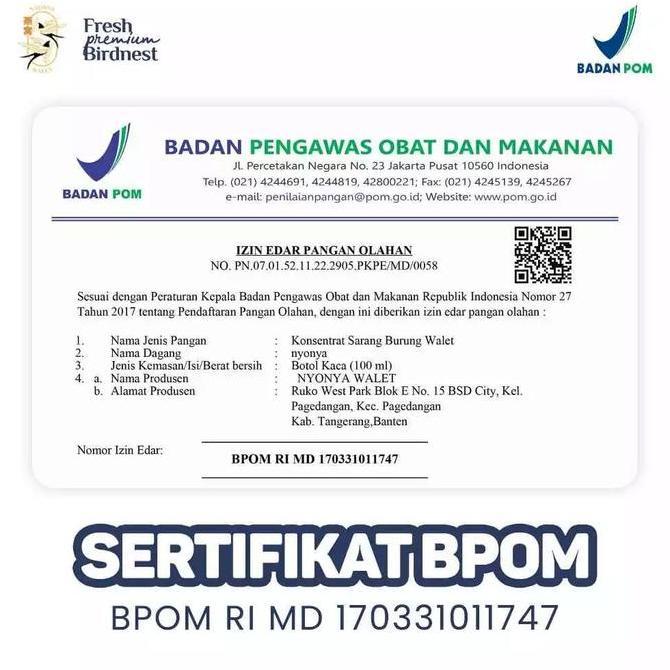 Ladyxy- Nyonya Walet - Minuman Sarang Walet - Bird Nest Drink - Classic Nest (80% Bird Nest) - 1 Jar