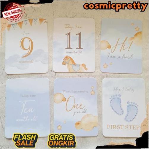 Baby milestone card custom kartu selfie papan nama pencapaian bayi bulanan Terlaris