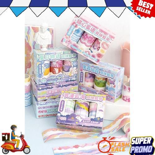 [1Box 12pcs] Washi Tape Stiker Pinggiran Buku Hiasan Jurnal Sticker Aesthetic Grosir