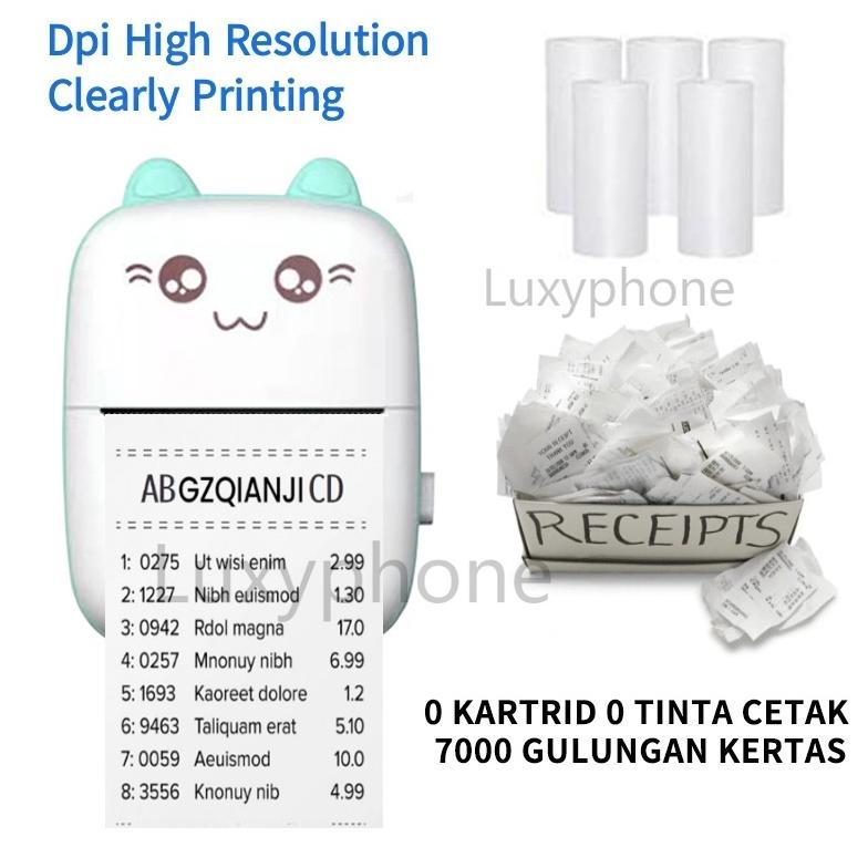 Alat Printer Bluetooth Mini Portable/Printer Thermal Bluetooth/Mesin Print Alat Cetak Foto Mini Blue