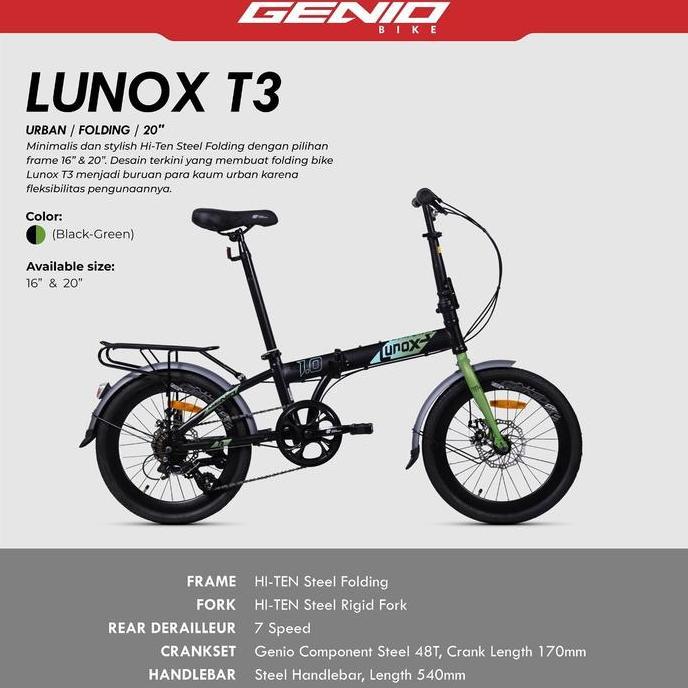 Terlaris Sepeda Lipat 16 Inch Genio Lunox 1.0