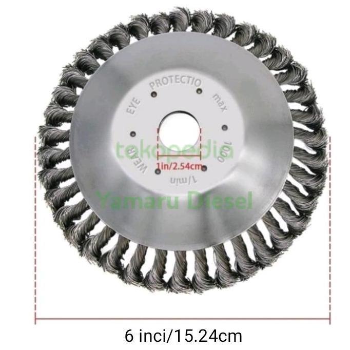 mata pisau potong rumput model sikat baja 6 inci