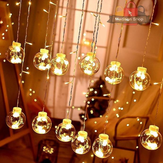 Lampu Tirai Bohlam LED Lampu Bola Transparan Lampu Renteng Cafe Murah