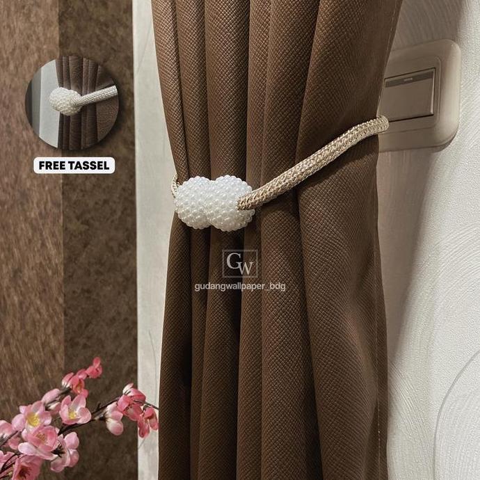 Gorden Hotel Blackout Tebal Minimalis Abstrak Bertekstur Dark Brownies