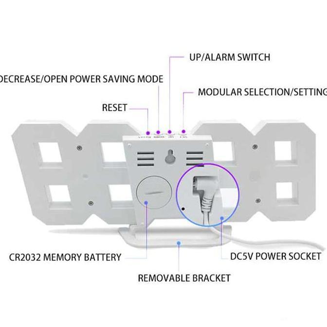 Dkrs- Jam Dinding Digital Led M Jam Meja-Alarm -Suhu/Jam 3D Modern Unik